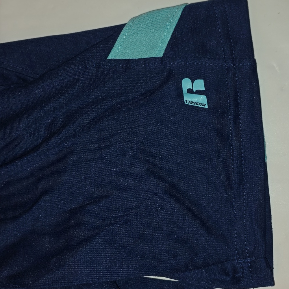 Russell Boys Blue Athletic Shorts with Logo XS 4-5 - Picture 2 of 5